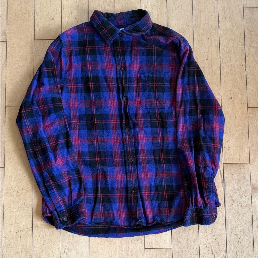 L.L. Bean Blue and Red Plaid Button Down Shirt